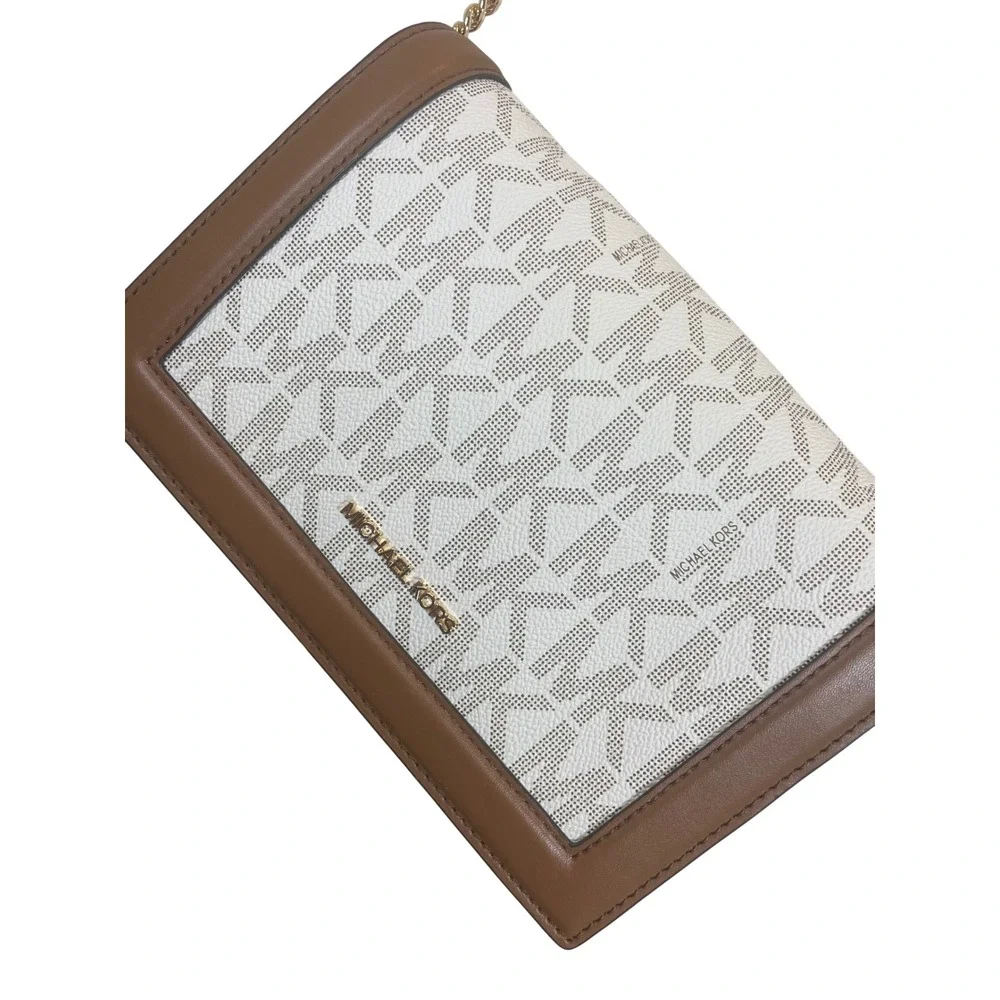 Michael Kors Jet Set Full Flap‎ Chain Crossbody Bag Monogram Oatmeal core